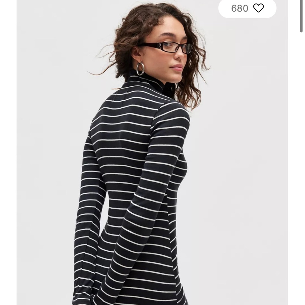 BDG Nola Mock Neck Long Sleeve Mini Dress